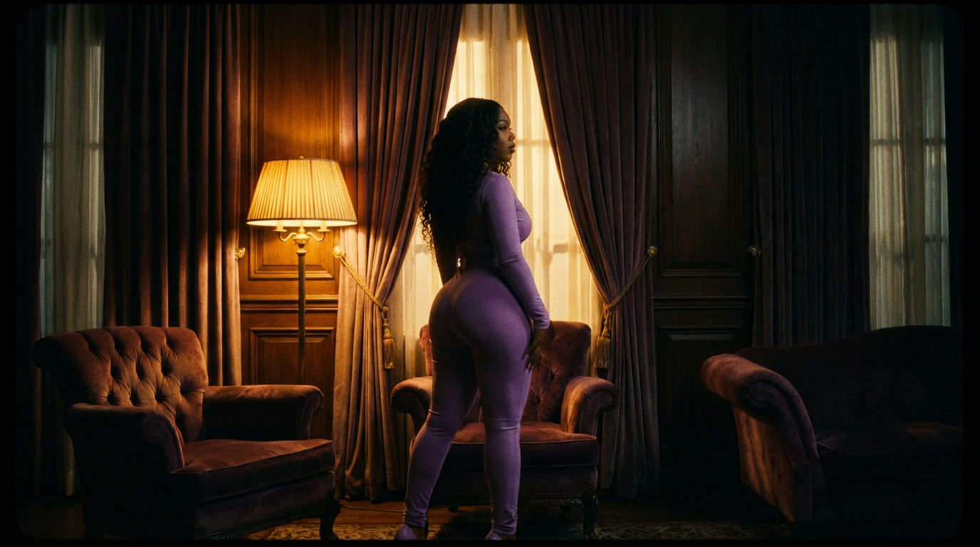 Silhouette in velvet room